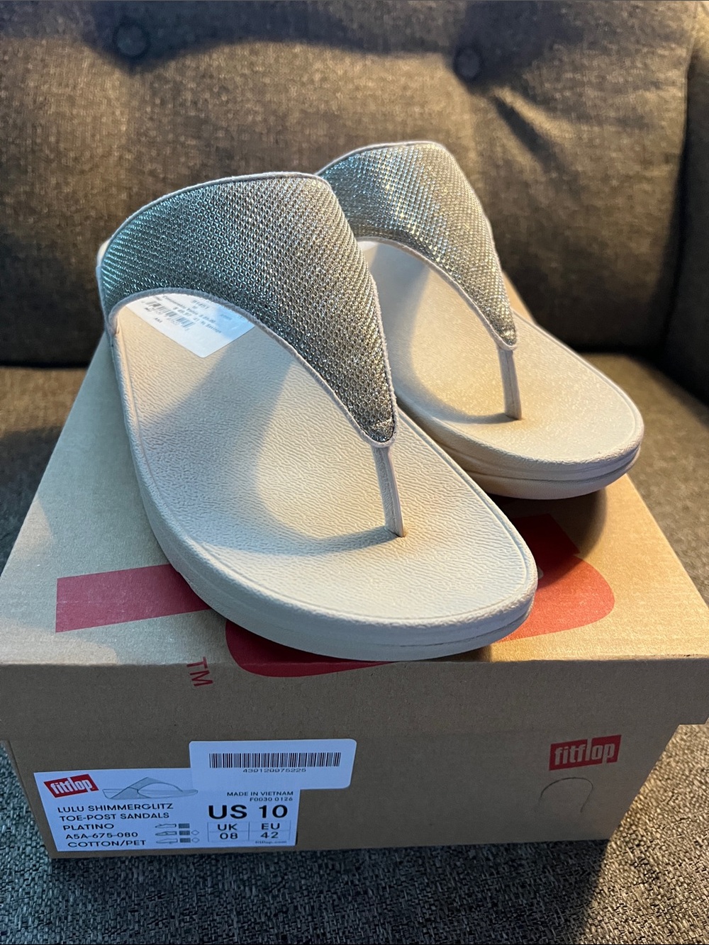 FitFlop Silver Shimmer Toe-Post Sandals